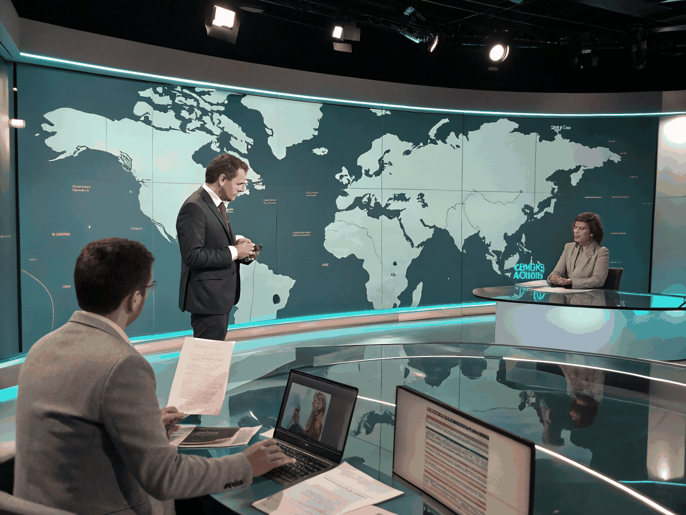 Global political assembly and news broadcast background